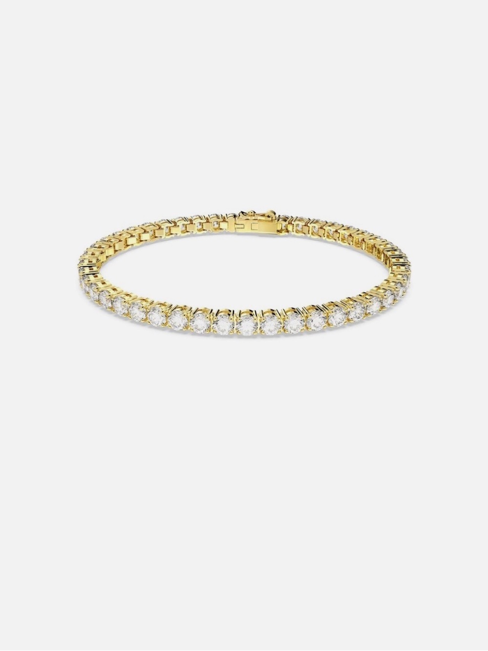 Swarovski Matrix Gold-Tone Tennis Bracelet with Round-cut Zirconia Crystals